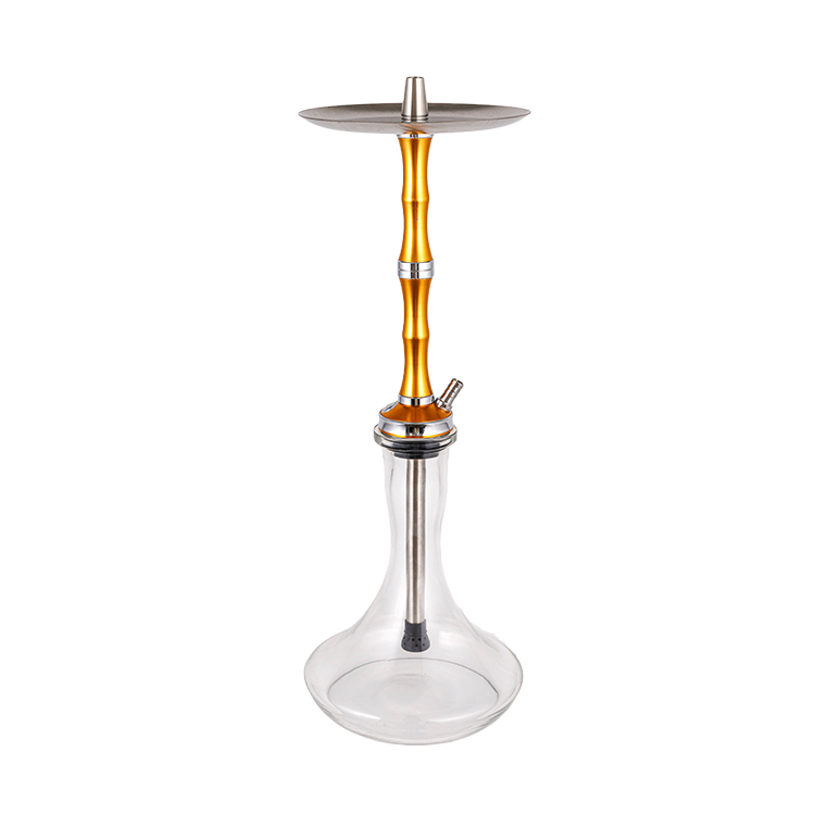 Pclear Glass Aluminium Stainless Steel Lubang Tunggal Rose Gold Hookah 56cm