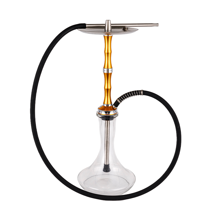 Pclear Glass Aluminium Stainless Steel Lubang Tunggal Rose Gold Hookah 56cm