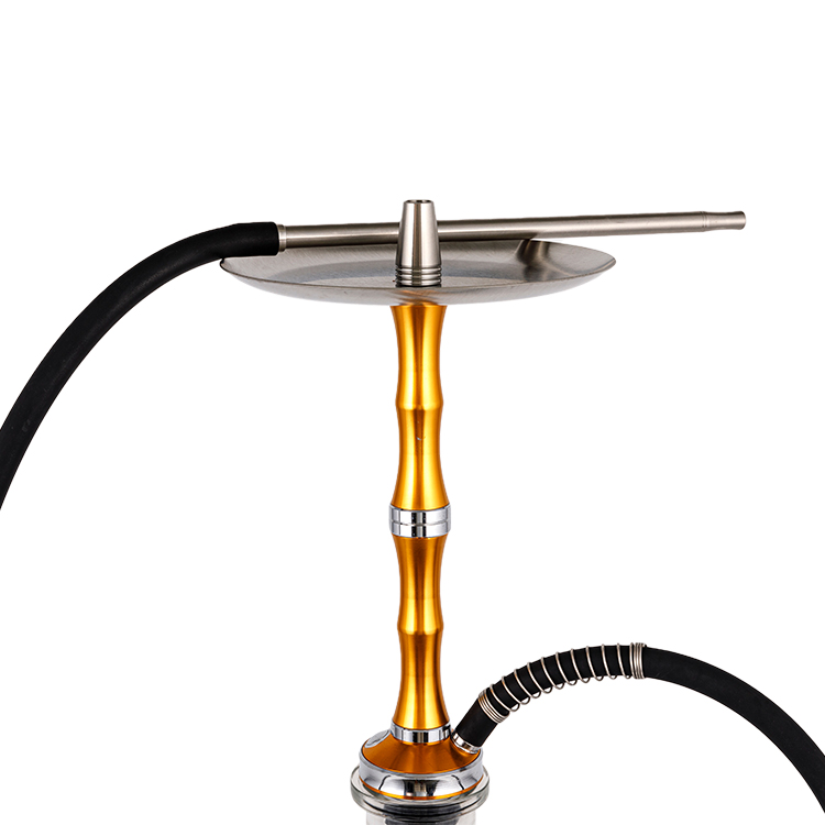 Pclear Glass Aluminium Stainless Steel Lubang Tunggal Rose Gold Hookah 56cm