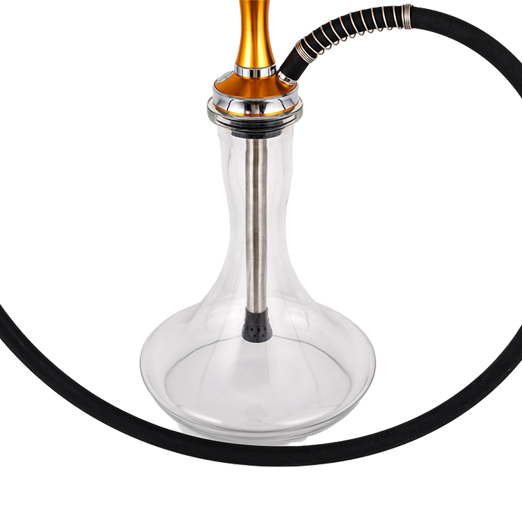 Pclear Glass Aluminium Stainless Steel Lubang Tunggal Rose Gold Hookah 56cm