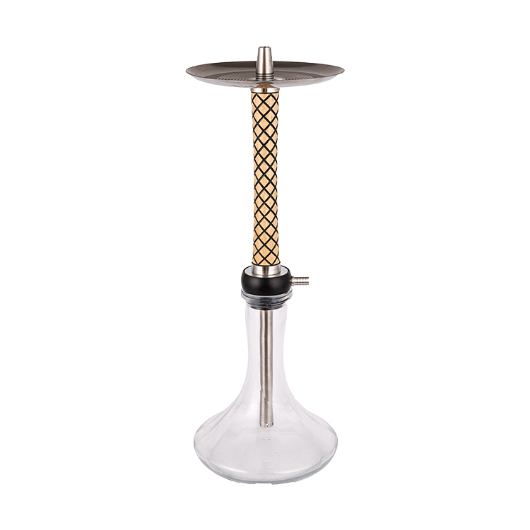 Kayu Kaca Lutsinar+Pom+Paip Kayu Keluli Tahan Karat-1 Hookah Satu Lubang 58cm