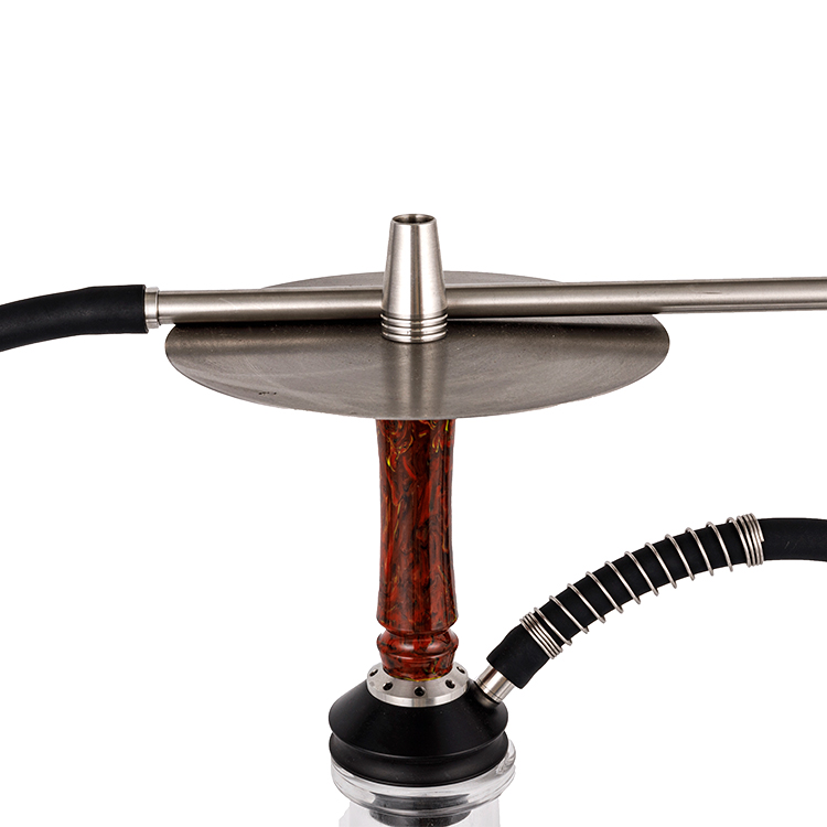 Resin Kaca Lutsinar+Keluli Tahan Karat+Tiub Resin Pom Satu Lubang Hookah 40cm