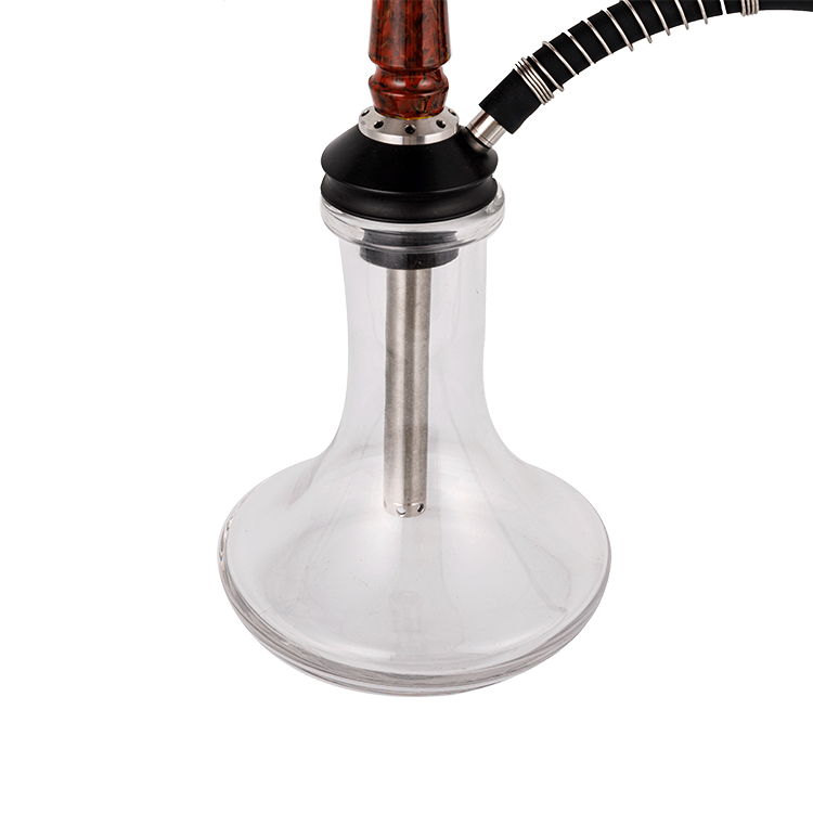 Resin Kaca Lutsinar+Keluli Tahan Karat+Tiub Resin Pom Satu Lubang Hookah 40cm