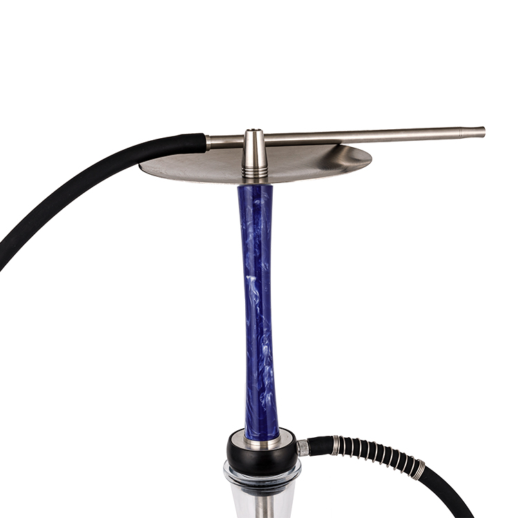 Resin Kaca Jelas+Keluli Tahan Karat+Pom Lubang Tunggal Hookah Biru Tua 58cm