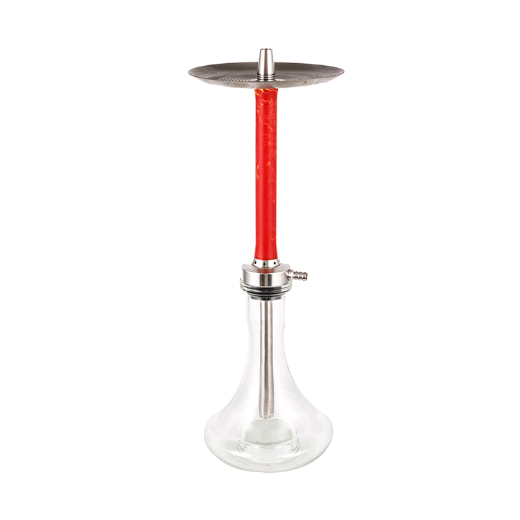 Kaca Lutsinar Tiub Resin Merah Satu Lubang Hookah 58cm