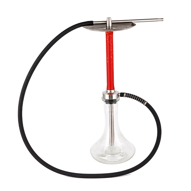 Kaca Lutsinar Tiub Resin Merah Satu Lubang Hookah 58cm