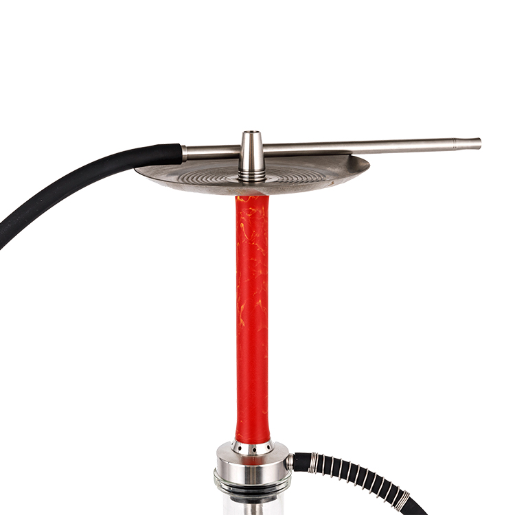 Kaca Lutsinar Tiub Resin Merah Satu Lubang Hookah 58cm