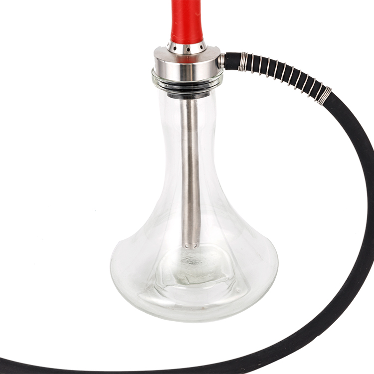 Kaca Lutsinar Tiub Resin Merah Satu Lubang Hookah 58cm